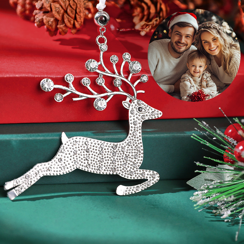 Personalized Christmas Projection Ornaments Elk Shape for Christmas Tree Custom Photo Ornaments Christmas Gifts For Family For Lover