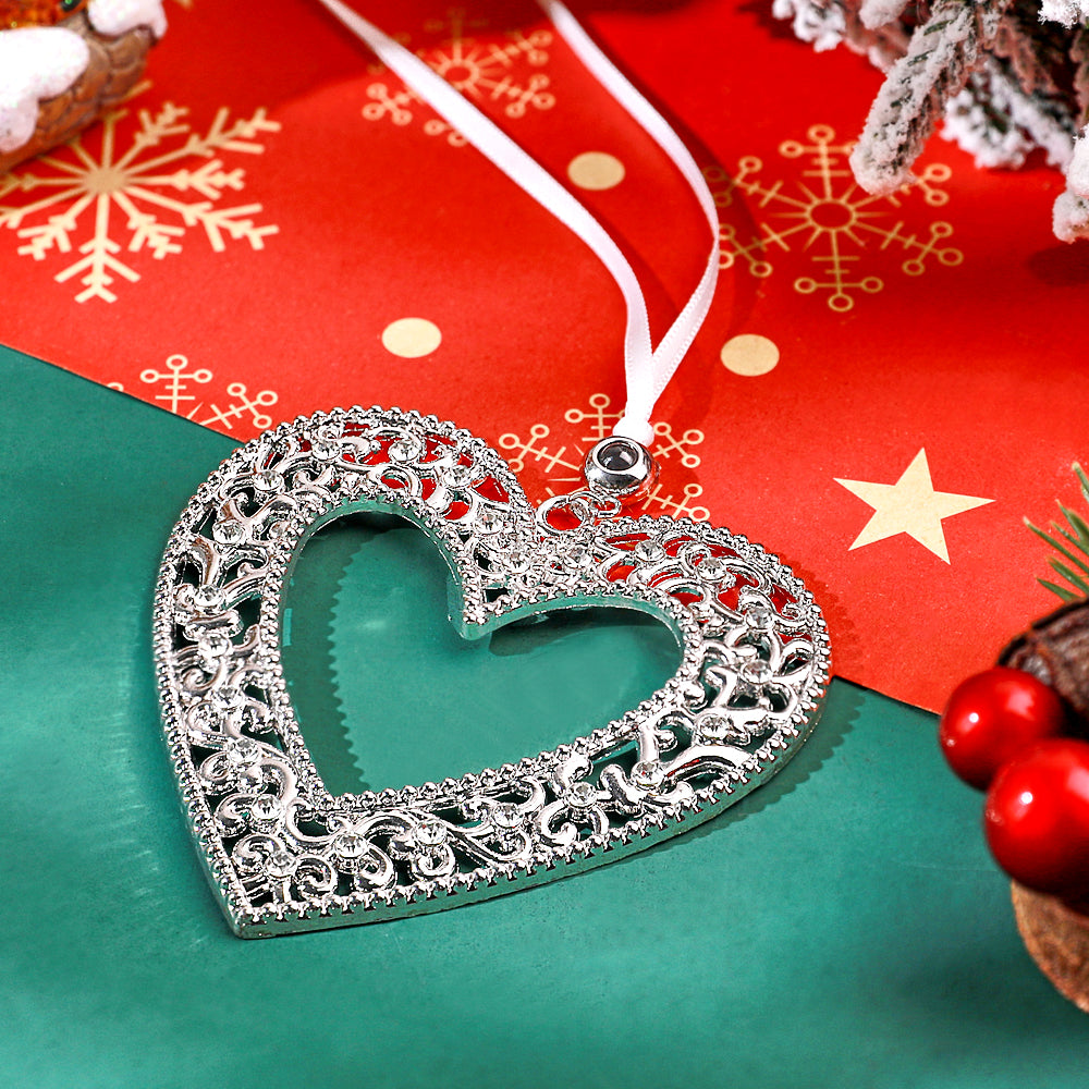 Personalized Christmas Projection Ornaments Heart Shape for Christmas Tree Custom Photo Ornaments Christmas Gifts For Family For Lover