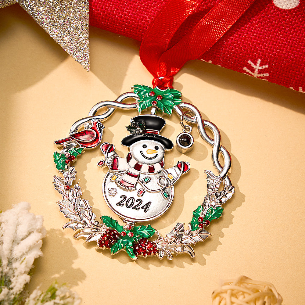 Personalized Photo Projection Ornaments Spinning Snowman 2024 Christmas Gifts