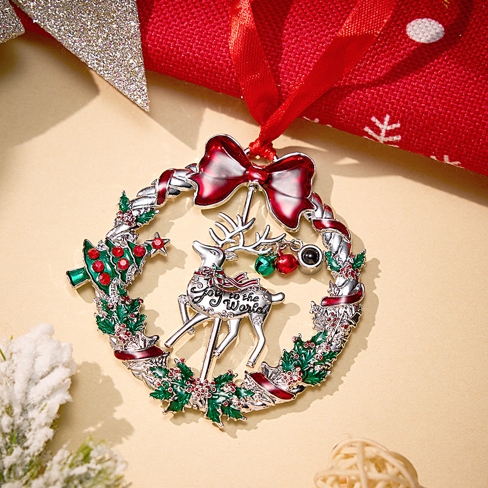 Personalized Photo Projection Ornaments Rotating Elk Shape 2024 Christmas Gifts