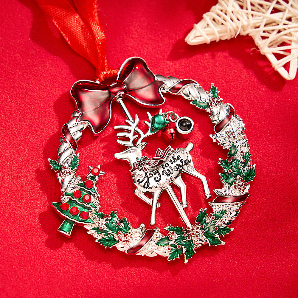 Personalized Photo Projection Ornaments Rotating Elk Shape 2024 Christmas Gifts
