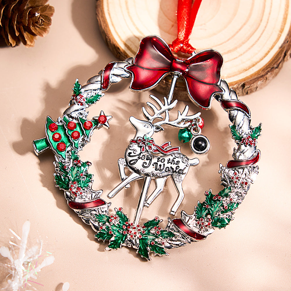Personalized Photo Projection Ornaments Rotating Elk Shape 2024 Christmas Gifts