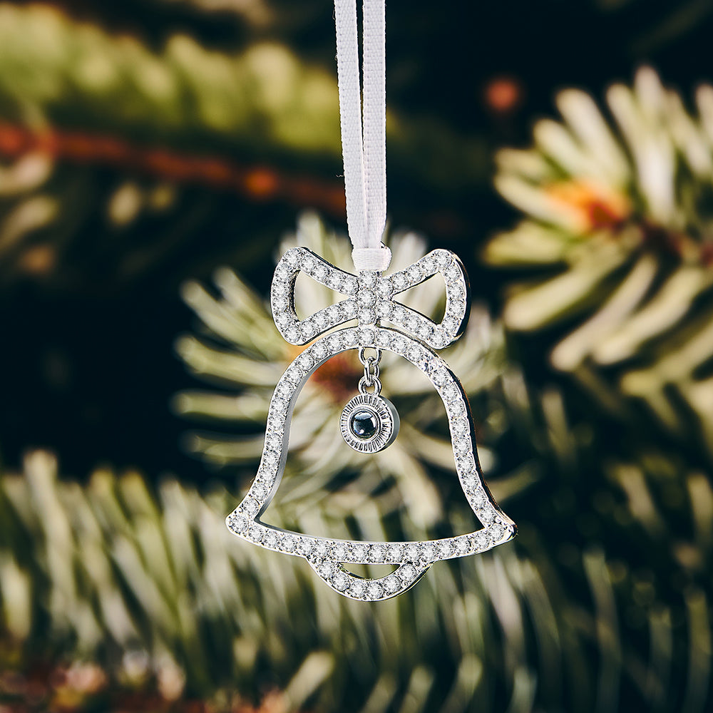 Personalized Photo Ornament Custom Projection Ornaments Hanging Christmas Bell Christmas Ornaments with Picture Inside Memorial Gifts