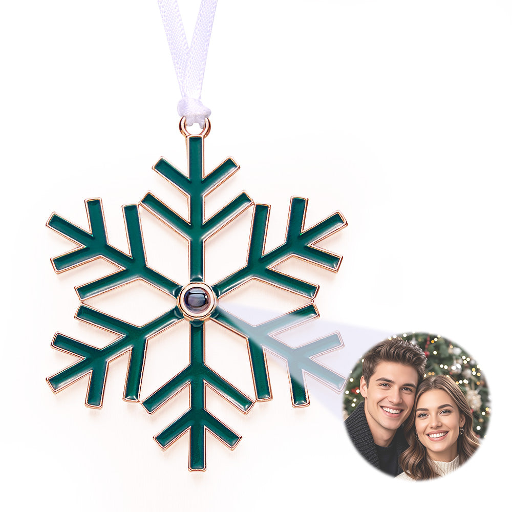 Personalized Photo Snowflake Ornament Snowflake Glow-in-the-dark Ornament with Picture Inside, Custom Projection Pendant for Christmas Tree Christmas Home Decor Gifts for Xmas Party