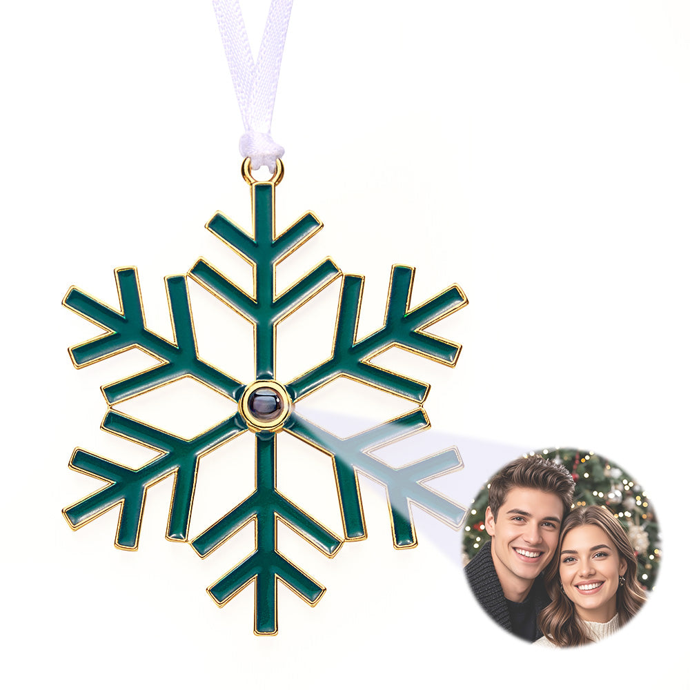 Personalized Photo Snowflake Ornament Snowflake Glow-in-the-dark Ornament with Picture Inside, Custom Projection Pendant for Christmas Tree Christmas Home Decor Gifts for Xmas Party