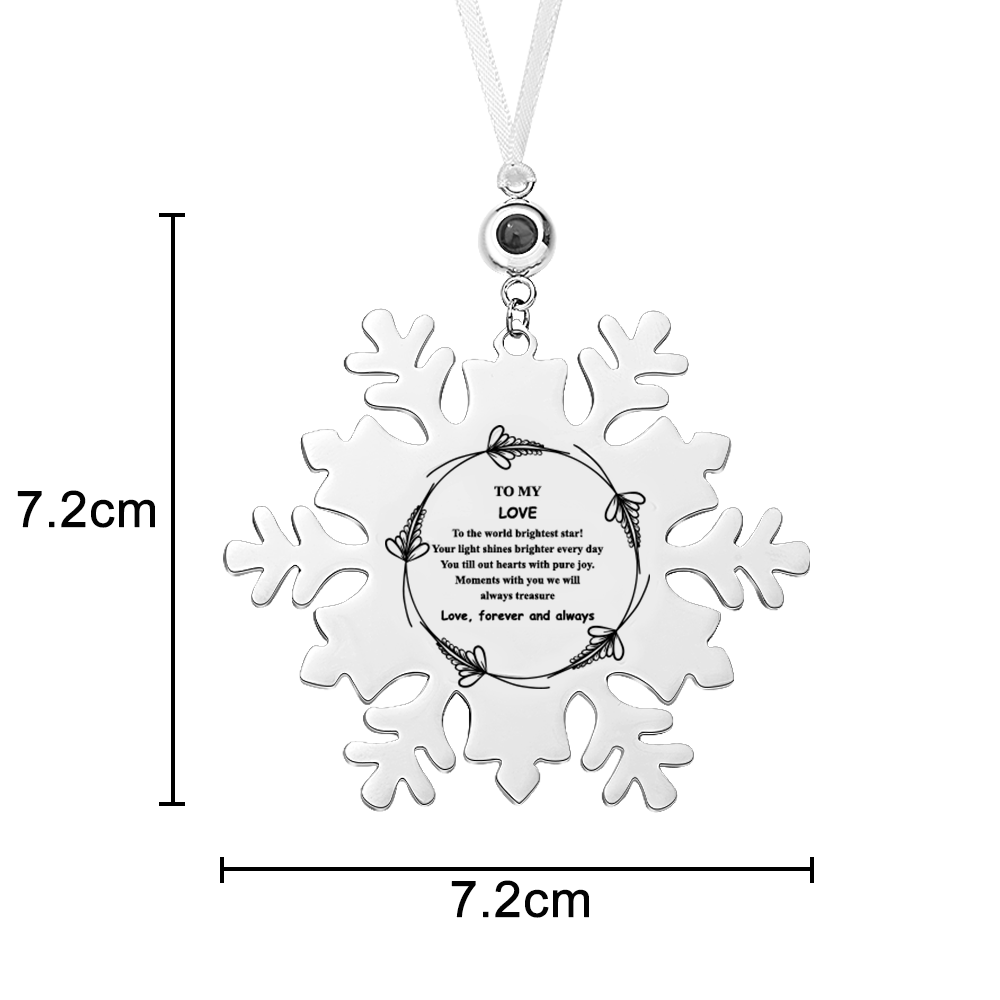 Personalized Photo and Text Snowflake Projection Ornaments Christmas Tree Decoration Engraving Ornaments for Christmas Gifts