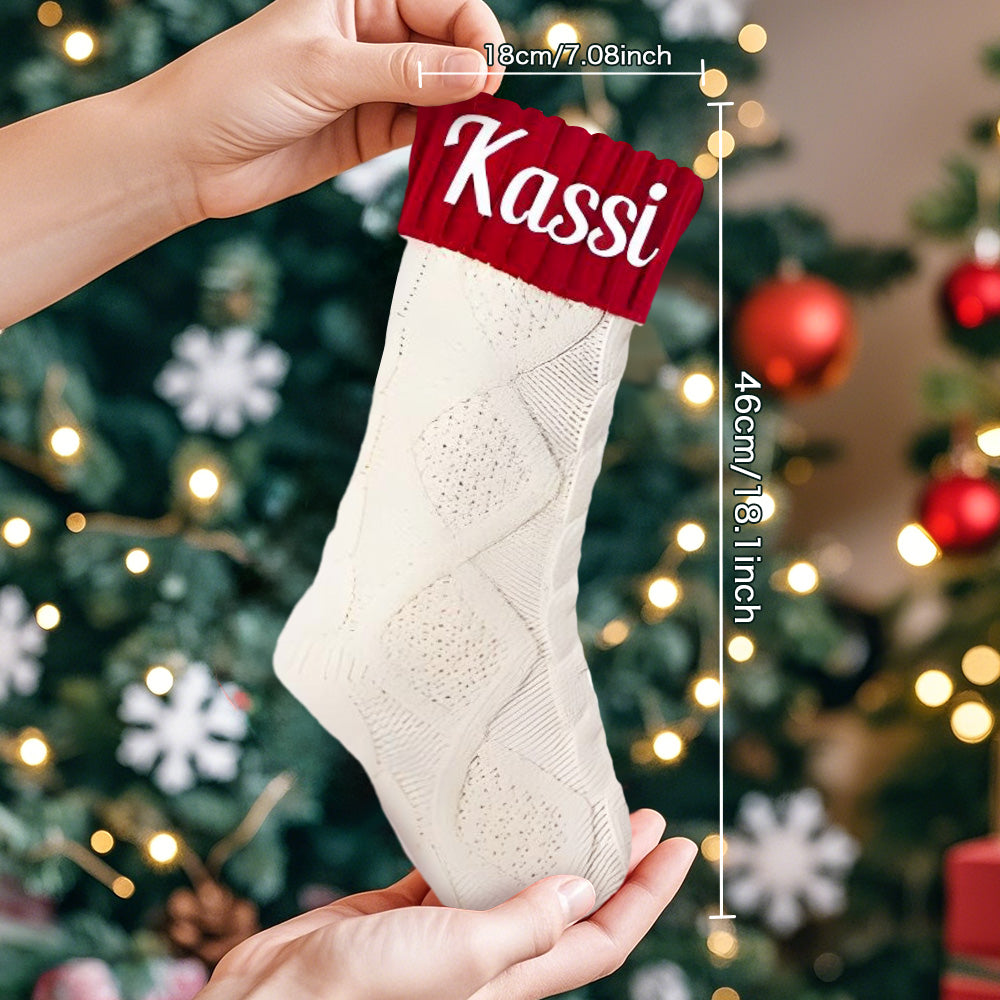 Personalized Christmas Stocking Custom Name Family Knitted Decoration Socks Ornament For Family For Kids (1 pcs)