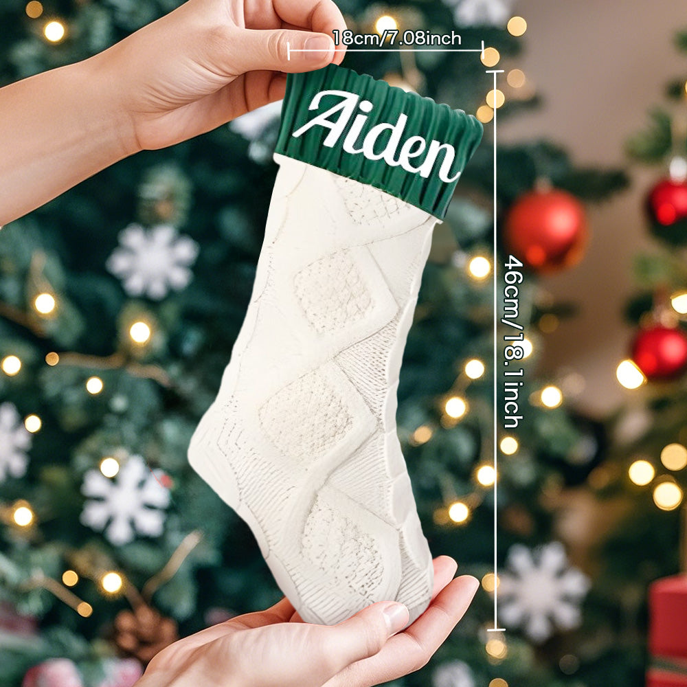 Personalized Christmas Stocking Custom Name Family Knitted Decoration Socks Ornament For Family For Kids (1 pcs)