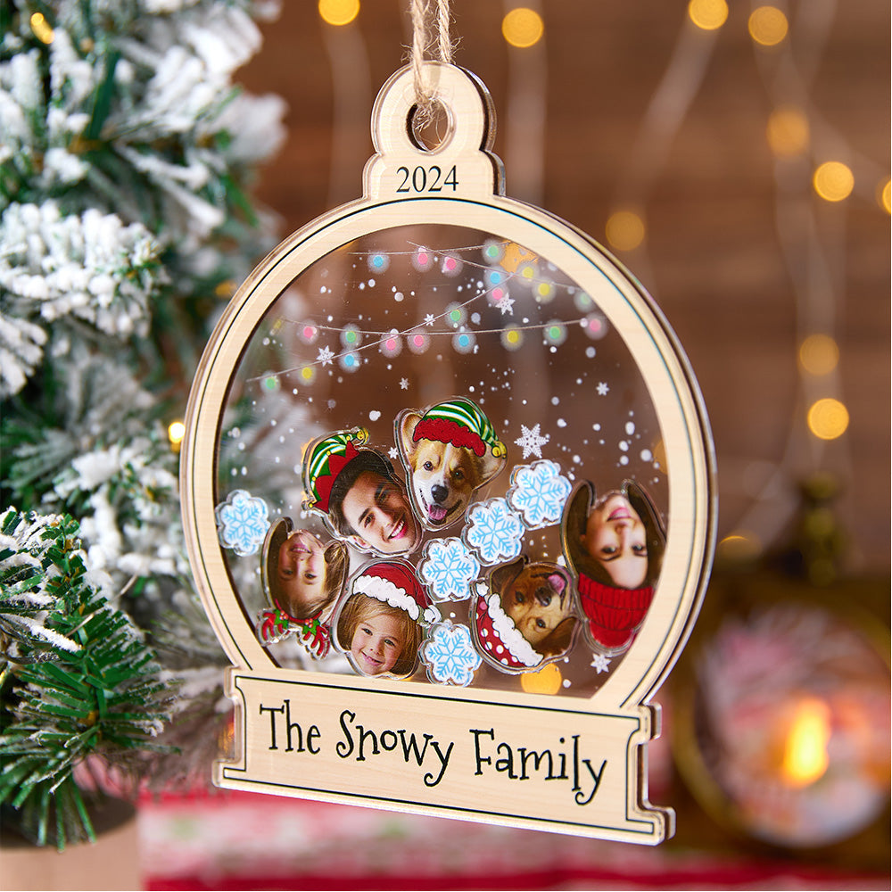 Personalized Shaker Photo Ornament Christmas Gift For Family Cute Family Face Photo