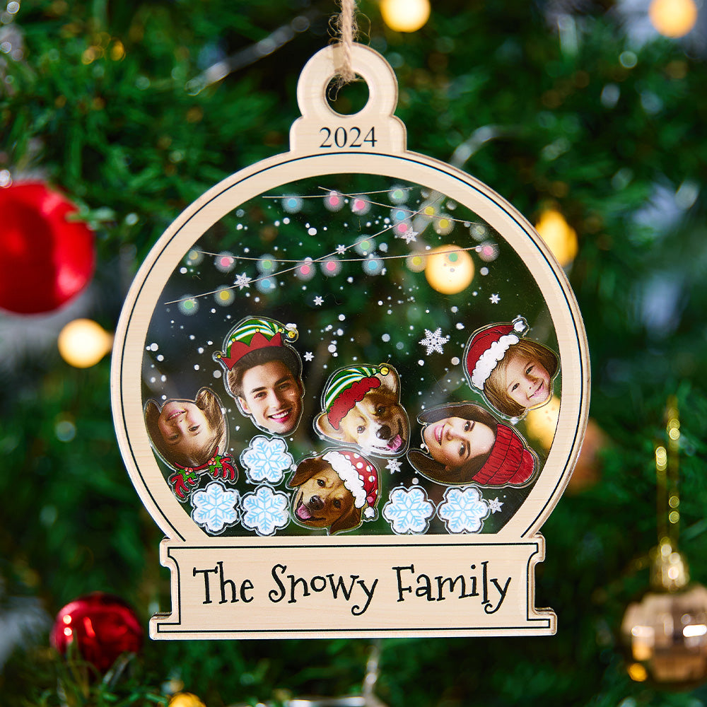 Personalized Shaker Photo Ornament Christmas Gift For Family Cute Family Face Photo