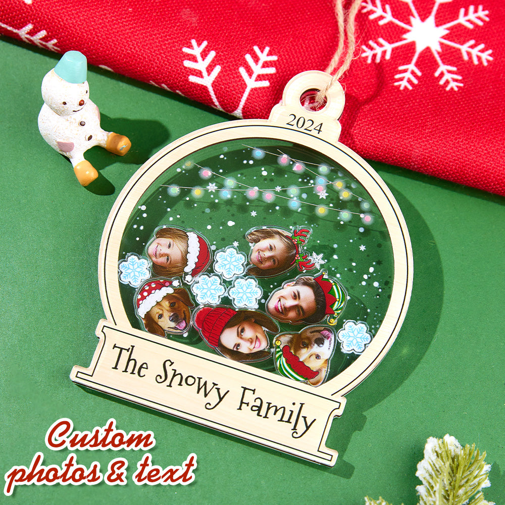 Personalized Shaker Photo Ornament Christmas Gift For Family Cute Family Face Photo