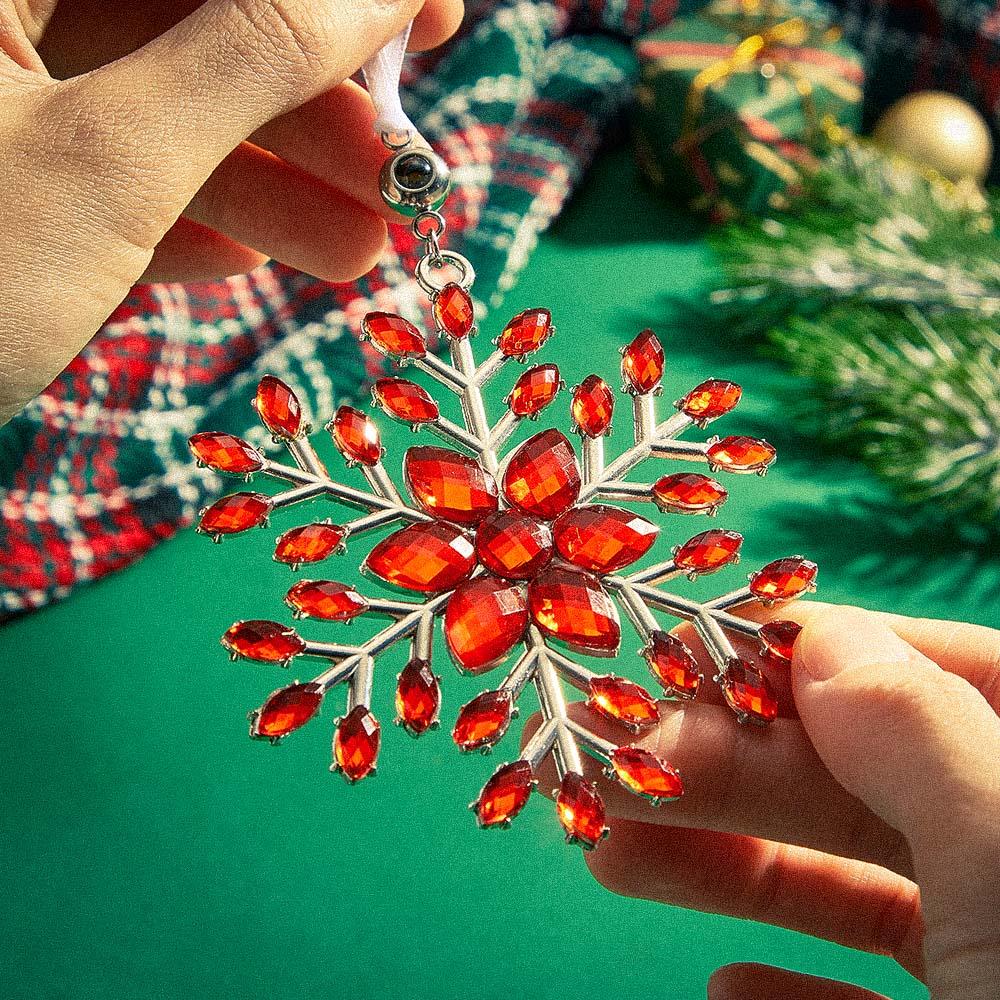 Personalized Photo Projection Ornaments Snowflake Shape Ornaments Multi-color Christmas Gifts For Family