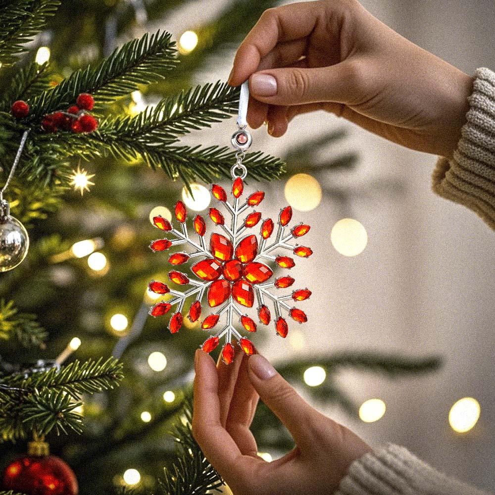 Personalized Photo Projection Ornaments Snowflake Shape Ornaments Multi-color Christmas Gifts For Family