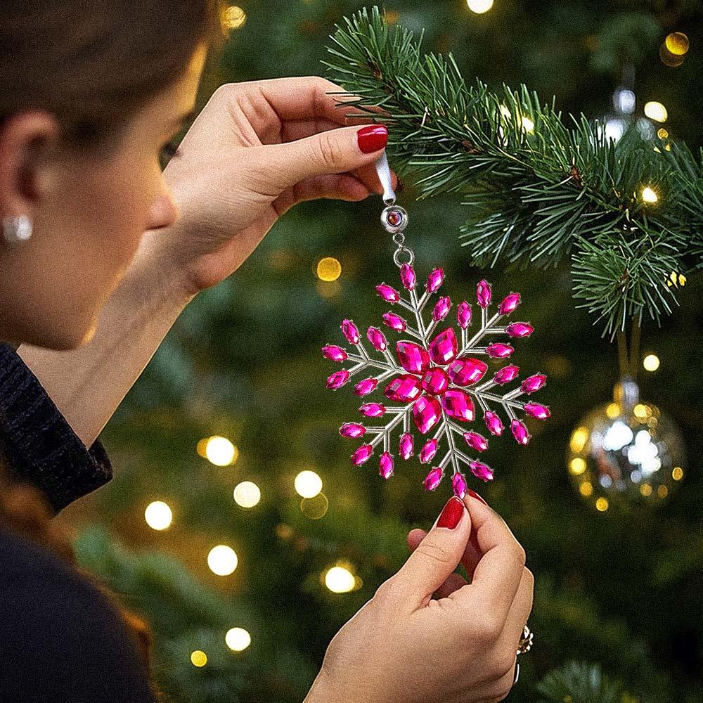 Personalized Photo Projection Ornaments Snowflake Shape Ornaments Multi-color Christmas Gifts For Family