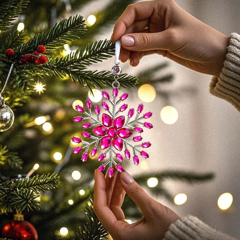 Personalized Photo Projection Ornaments Snowflake Shape Ornaments Multi-color Christmas Gifts For Family
