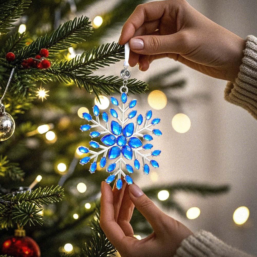 Personalized Photo Projection Ornaments Snowflake Shape Ornaments Multi-color Christmas Gifts For Family