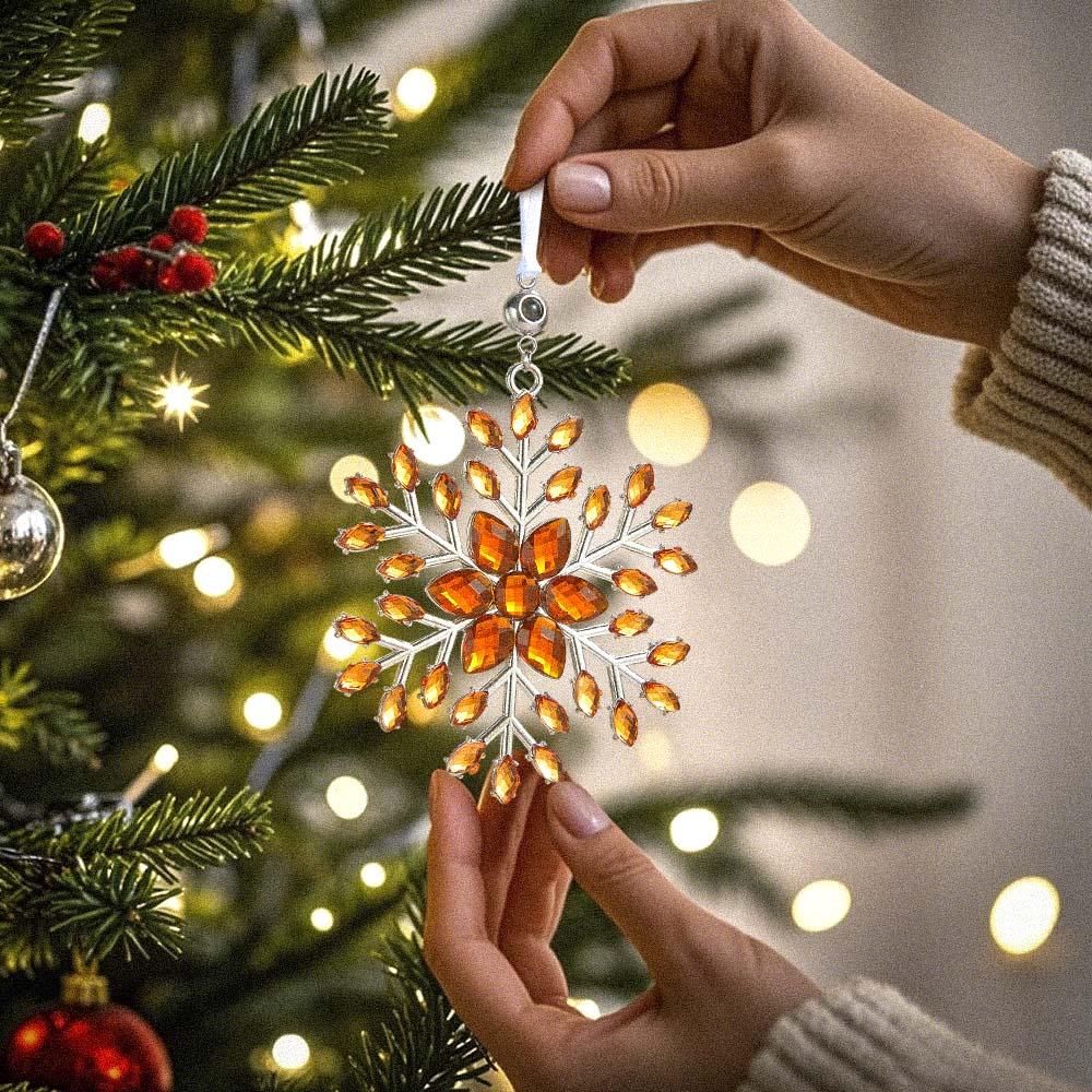 Personalized Photo Projection Ornaments Snowflake Shape Ornaments Multi-color Christmas Gifts For Family