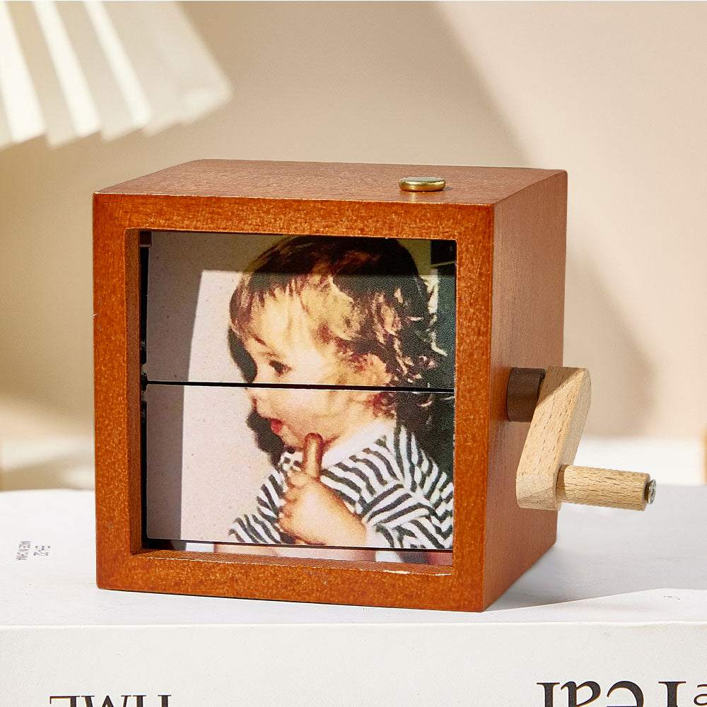 Custom Photo Flipbook Frame Animation Machine Mechanical Hand-cranked Flipbook Box Photo Album with Light Unique Valentine's Day Gifts