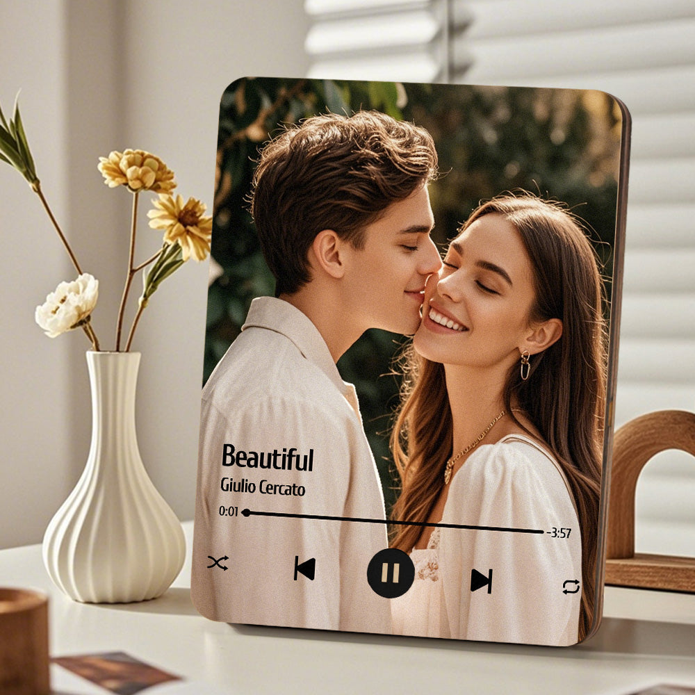 Custom Music Photo Frame That Plays Music Without Cell Phone Wooden Music Record Player Wedding Anniversary Gifts