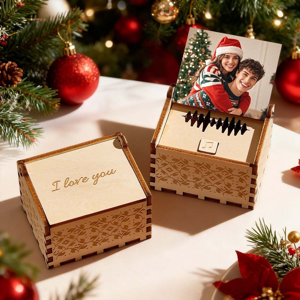 Custom Digital Music Box Any Song Tune or Voice Personalized Wooden Photo Music Box with Text Christmas Gifts