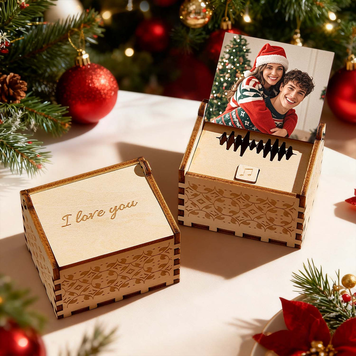 Custom Digital Music Box Any Song Tune or Voice Personalized Wooden Photo Music Box with Text Christmas Gifts