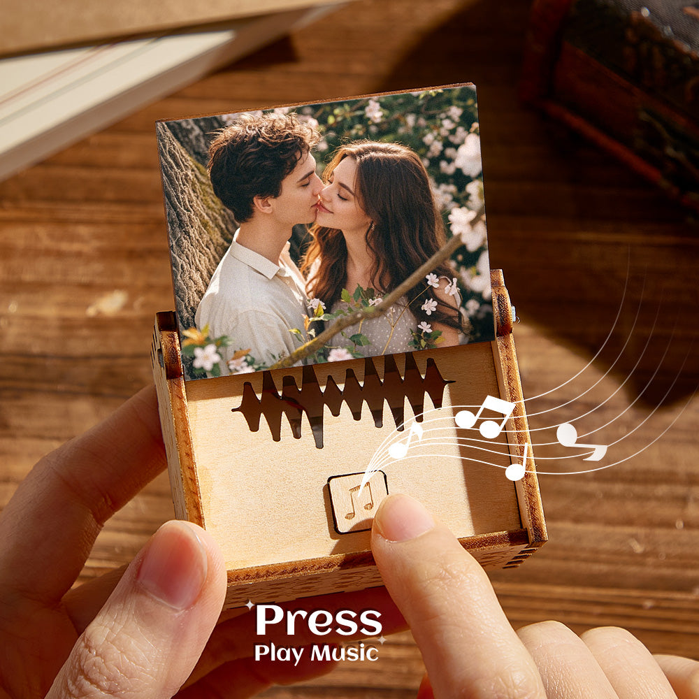 Custom Digital Music Box Any song Tune or Voice Personalized  Wooden Photo Music Box with Text Anniversary Gifts Mother's Day Gift