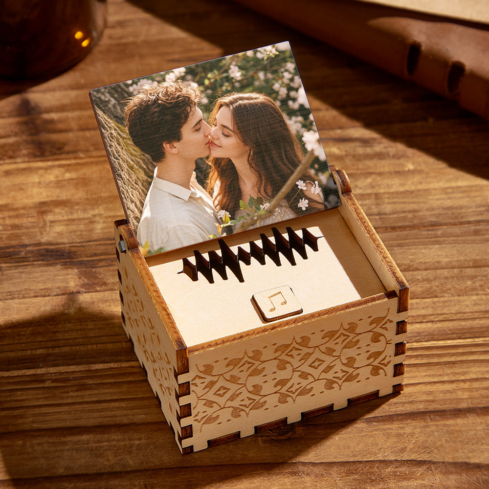 Custom Digital Music Box Any song Tune or Voice Personalized  Wooden Photo Music Box with Text Anniversary Gifts Mother's Day Gift