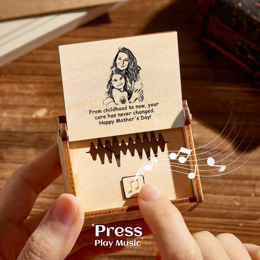 Custom Photo and Text Digital Music Box Any Song Tune or Voice Personalized Wooden Photo Music Box Mother's Day Gift