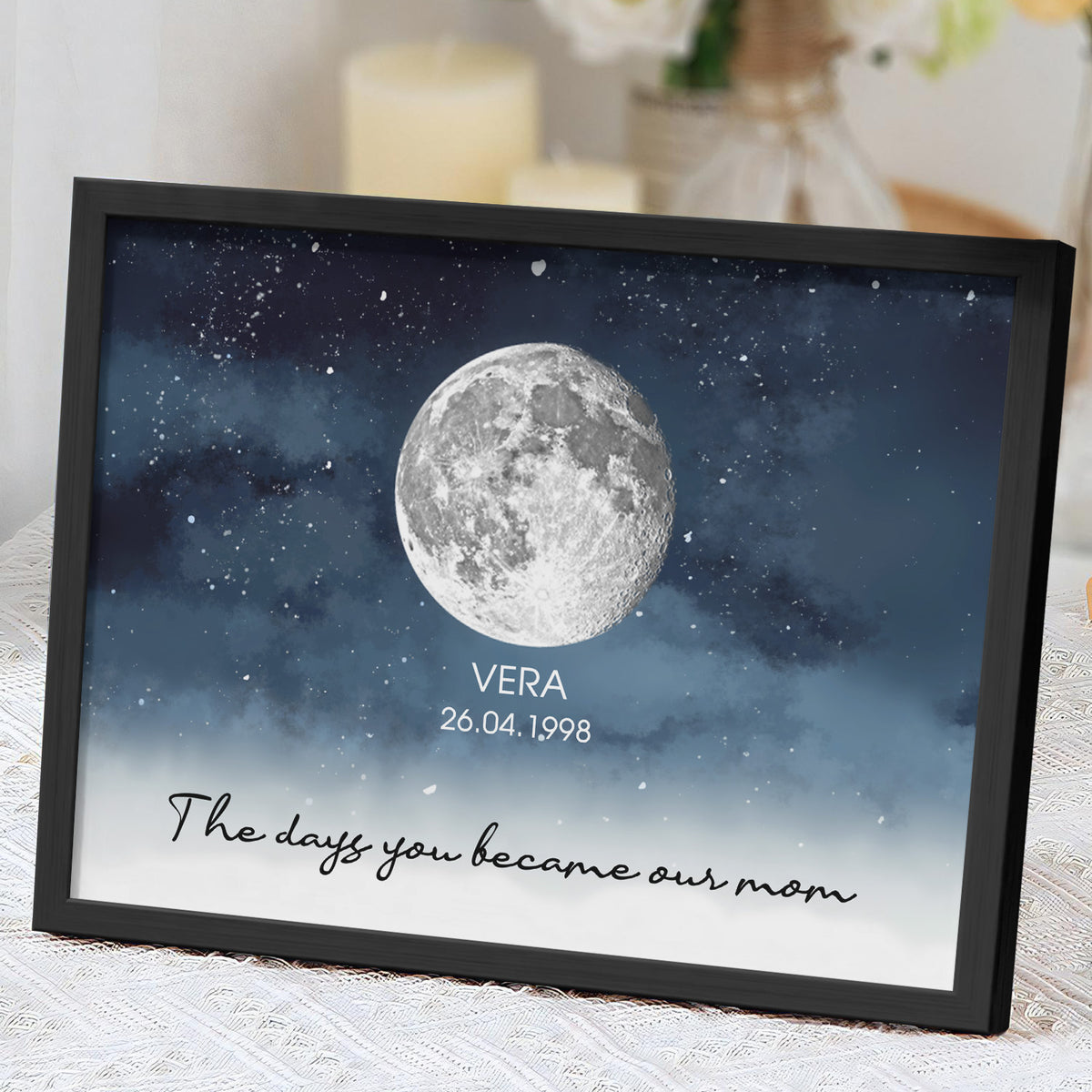 Personalized Starry Night The Day You Became Mom Custom Birth Moon Phase With Kids Names Ideal Gifts for Mother's Day Gifts