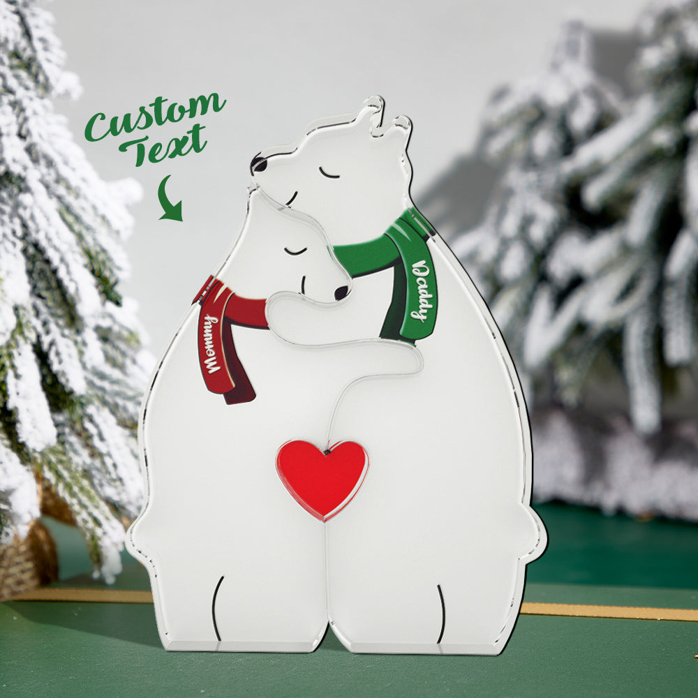 Custom Names Hugging Bear Family Acrylic Bear Family Puzzle Home Decor Christmas Gifts