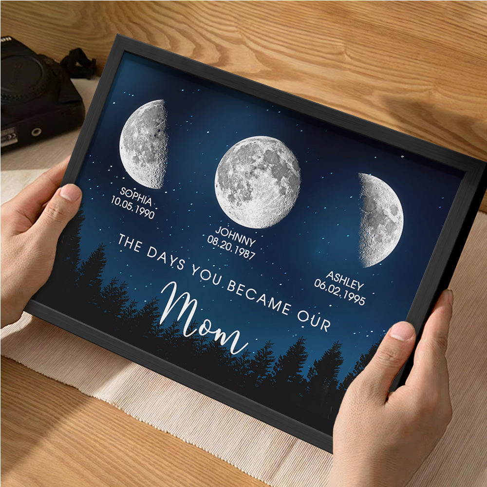 Personalized Galaxy Night Custom Birthday Moon Phase The Days You Became Our Mom With Kids Names Ideal Gifts for Mother's Day Gifts!