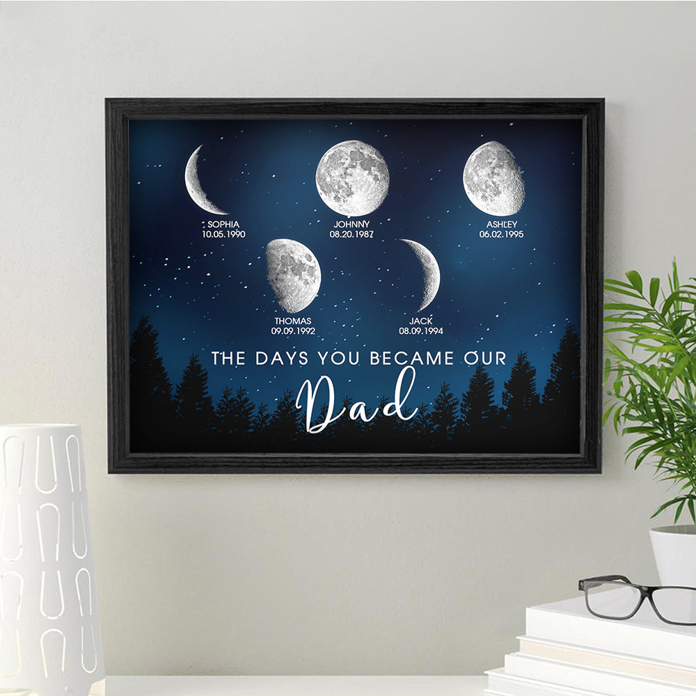 Personalized Galaxy Night Custom Birthday Moon Phase The Days You Became Our Dad With Kids Names Ideal Gifts for Father's Day Gifts