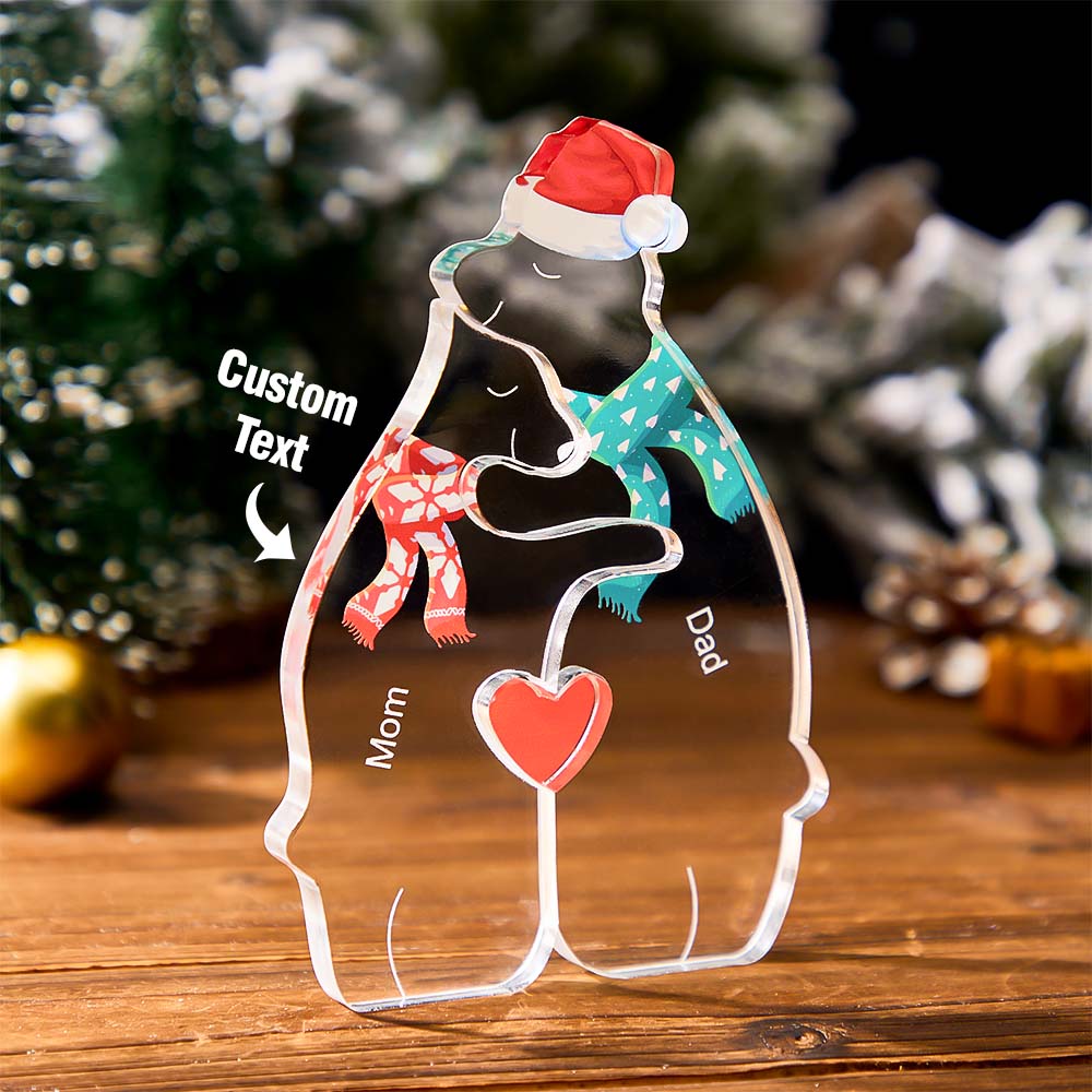 Custom Names Christmas Hugging Bear Family Acrylic Bear Family Puzzle Home Decor Christmas Gifts