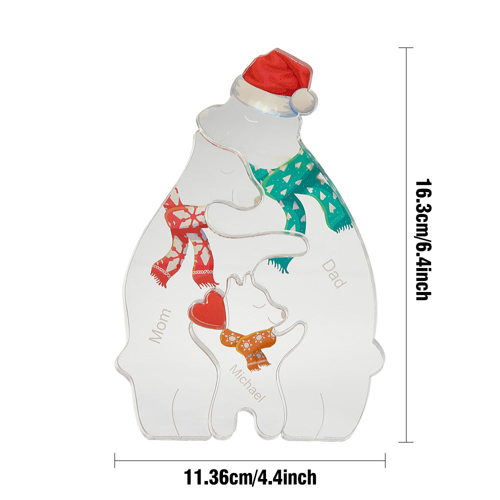 Custom Names Christmas Hugging Bear Family Acrylic Bear Family Puzzle Home Decor Christmas Gifts