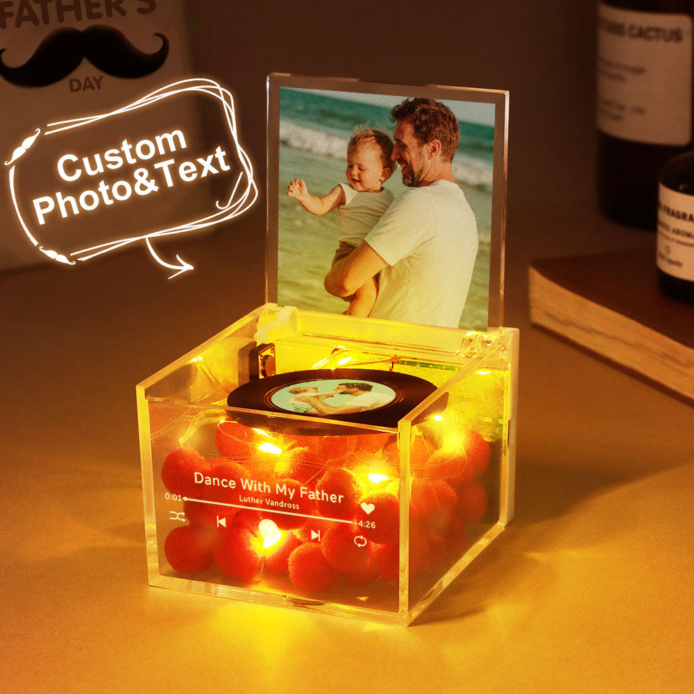 Personalized Light Saber Mini Vinyl Record Player I Am Their Father Acrylic Custom Automatic Music Player Gift for Dad On Father's Day
