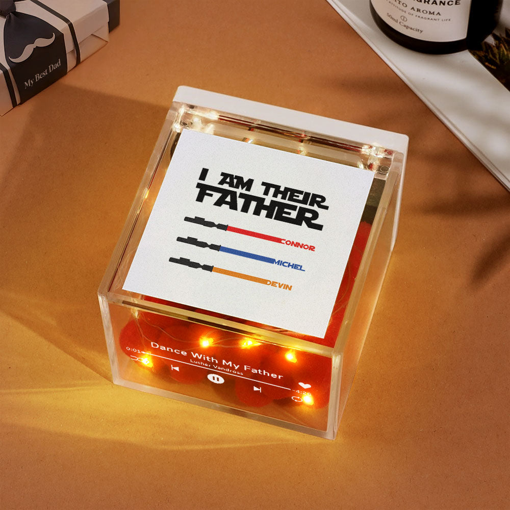 Personalized Light Saber Mini Vinyl Record Player I Am Their Father Acrylic Custom Automatic Music Player Gift for Dad On Father's Day