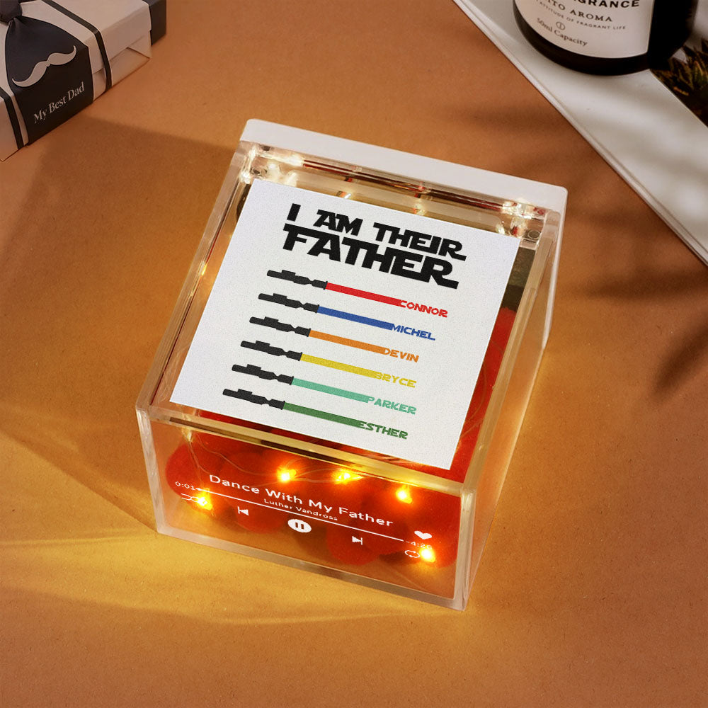 Personalized Light Saber Mini Vinyl Record Player I Am Their Father Acrylic Custom Automatic Music Player Gift for Dad On Father's Day