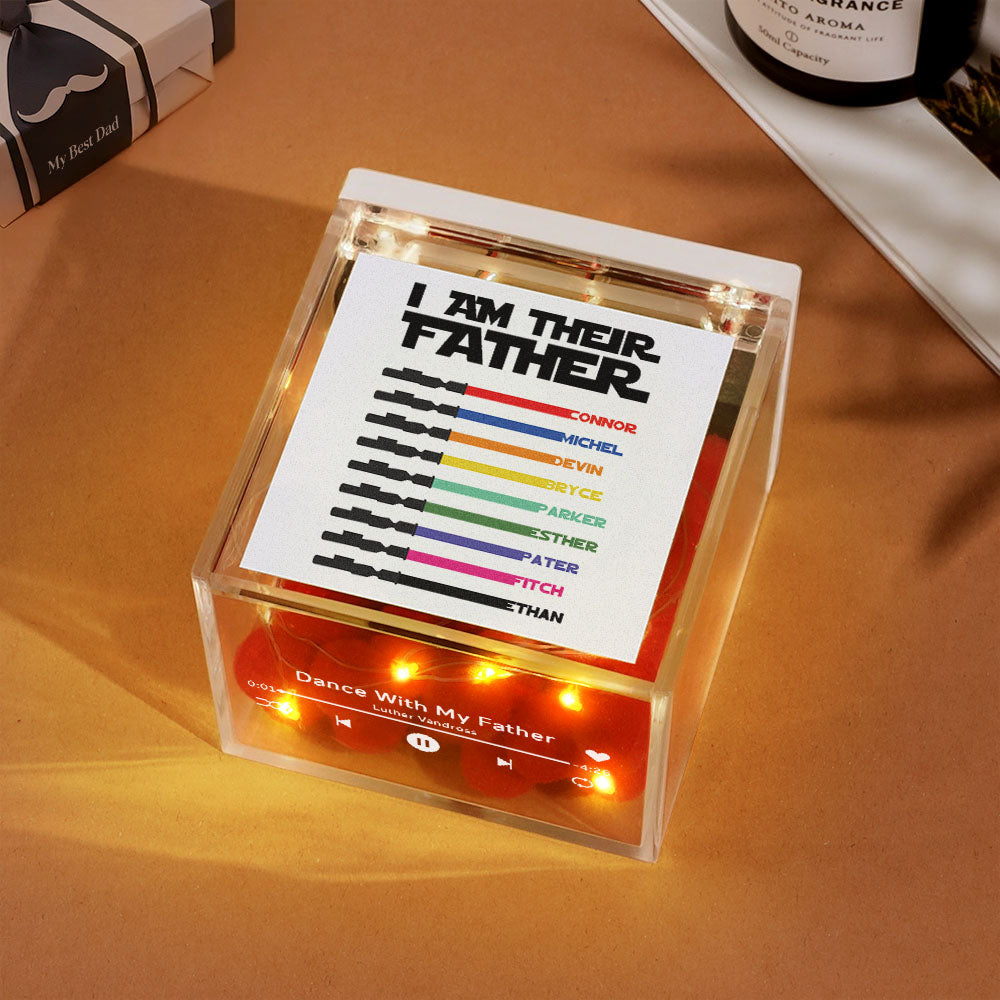 Personalized Light Saber Mini Vinyl Record Player I Am Their Father Acrylic Custom Automatic Music Player Gift for Dad On Father's Day
