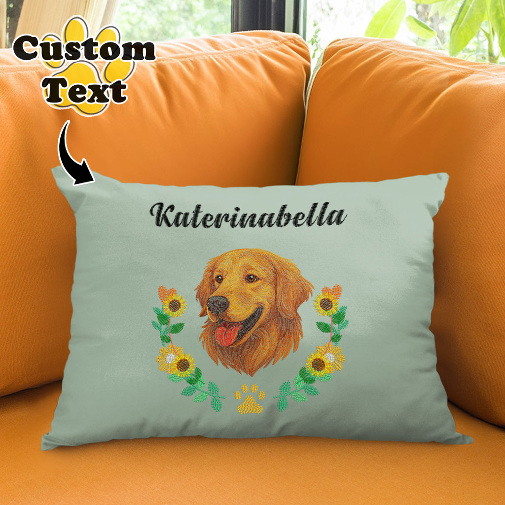 Custom Embroidered Style Pet Avatar Pillow, Custom Pet Pillow, Unique Gifts For Dog Lover, Dog Mom Gift, Pet Owner Gift