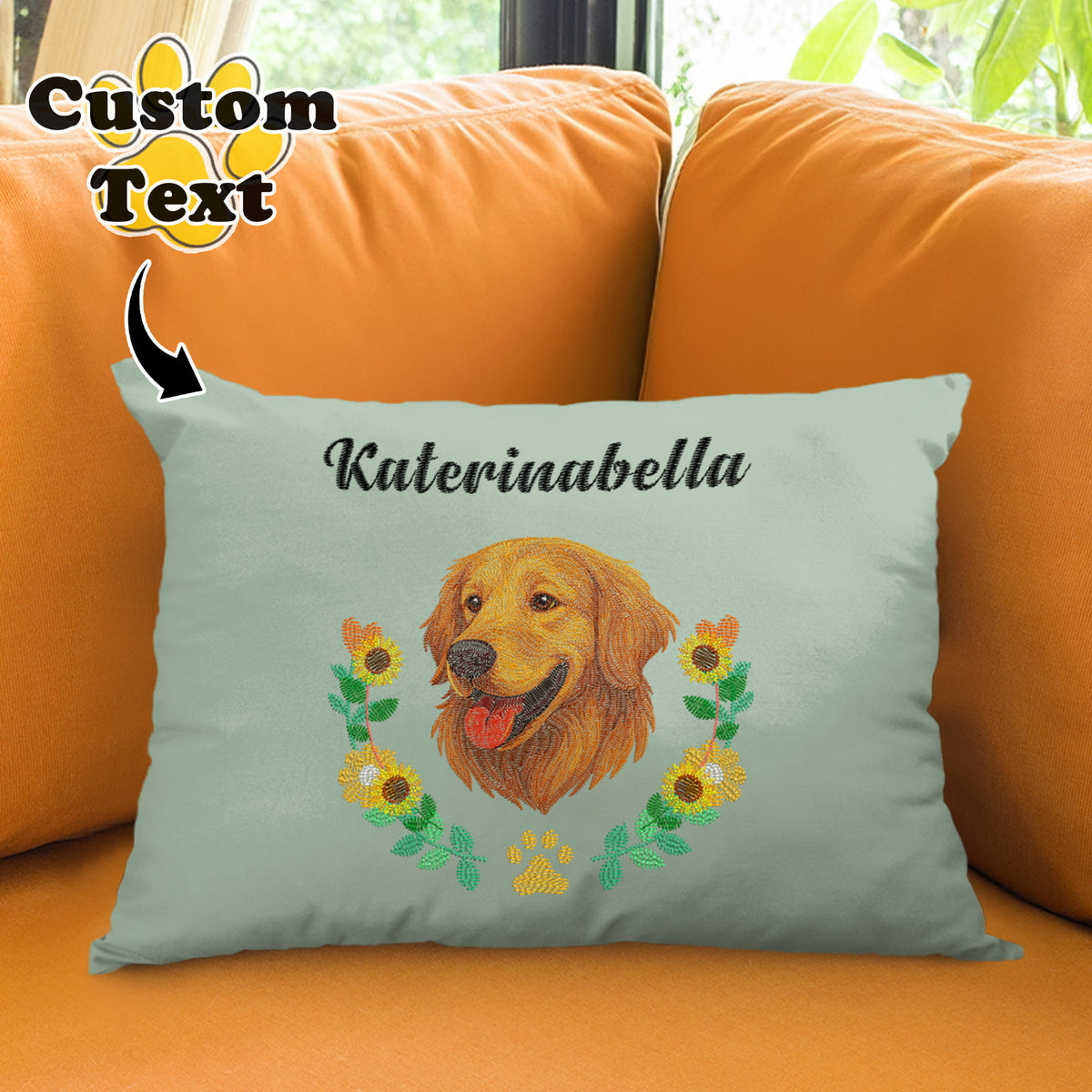 Custom Embroidered Style Pet Avatar Pillow, Custom Pet Pillow, Unique Gifts For Dog Lover, Dog Mom Gift, Pet Owner Gift