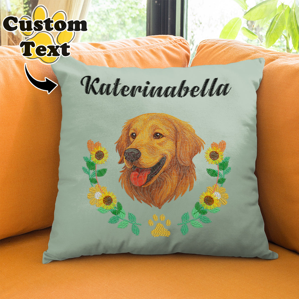 Custom Embroidered Style Pet Avatar Pillow, Custom Pet Pillow, Unique Gifts For Dog Lover, Dog Mom Gift, Pet Owner Gift