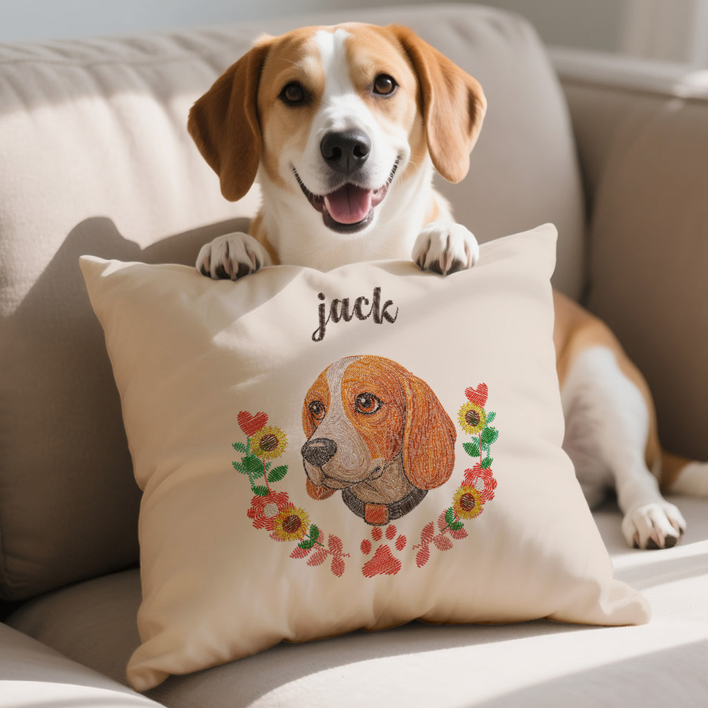 Custom Embroidered Style Pet Avatar Pillow, Custom Pet Pillow, Unique Gifts For Dog Lover, Dog Mom Gift, Pet Owner Gift