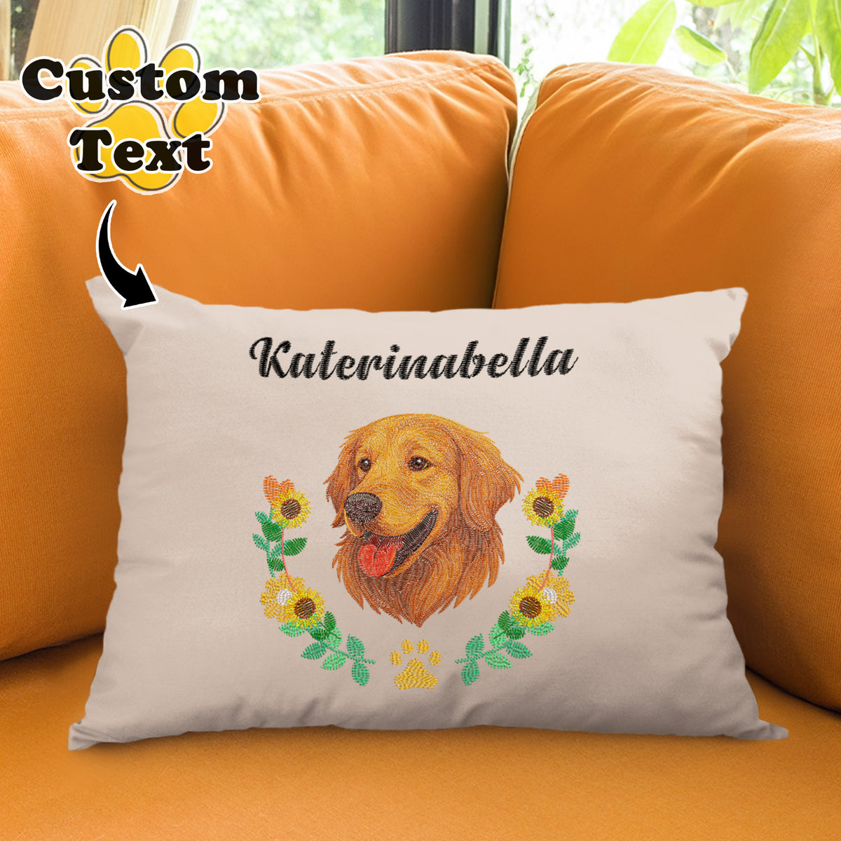 Custom Embroidered Style Pet Avatar Pillow, Custom Pet Pillow, Unique Gifts For Dog Lover, Dog Mom Gift, Pet Owner Gift