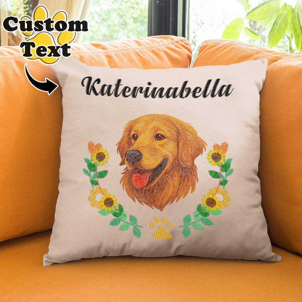 Custom Embroidered Style Pet Avatar Pillow, Custom Pet Pillow, Unique Gifts For Dog Lover, Dog Mom Gift, Pet Owner Gift