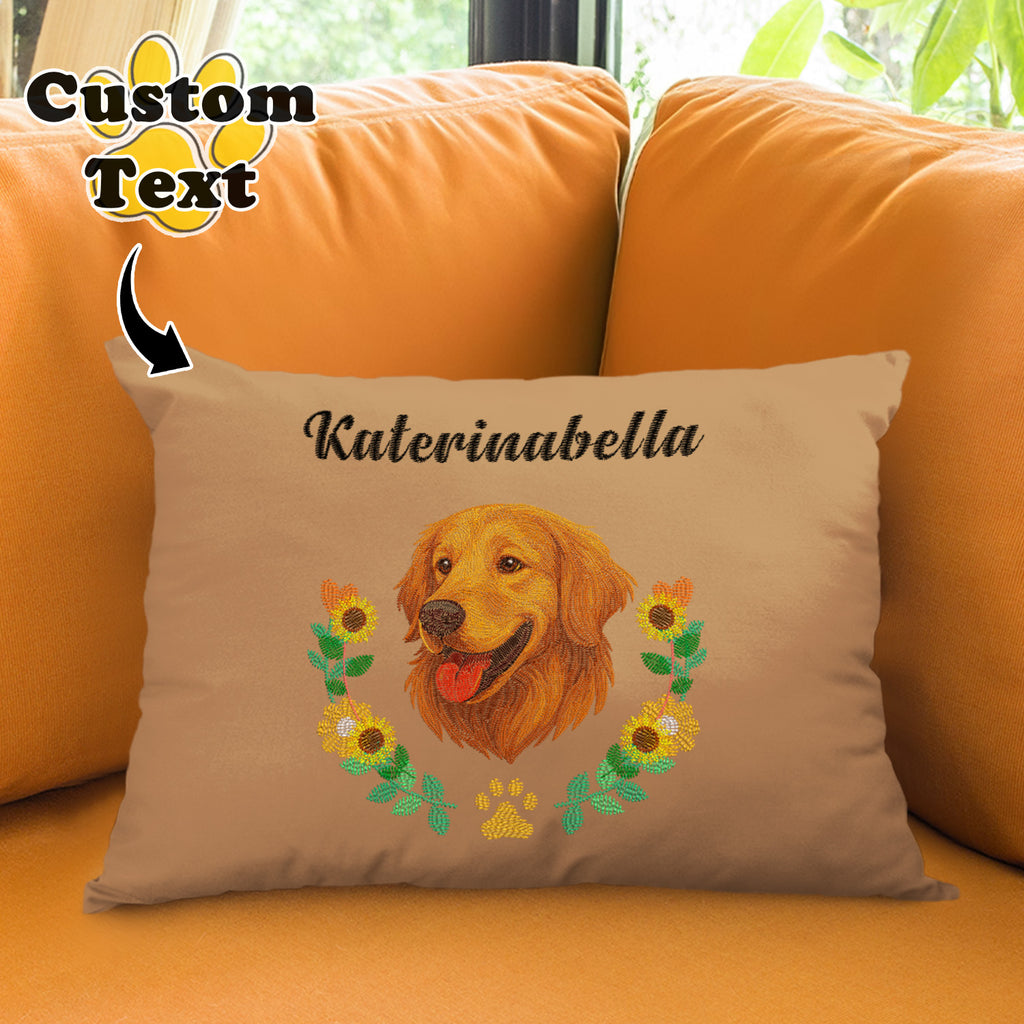 Custom Embroidered Style Pet Avatar Pillow, Custom Pet Pillow, Unique Gifts For Dog Lover, Dog Mom Gift, Pet Owner Gift