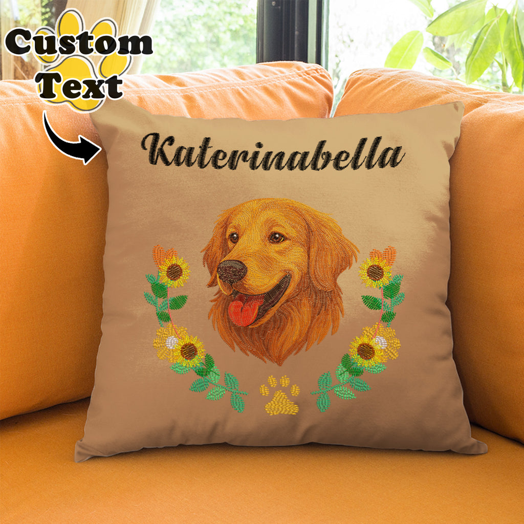 Custom Embroidered Style Pet Avatar Pillow, Custom Pet Pillow, Unique Gifts For Dog Lover, Dog Mom Gift, Pet Owner Gift