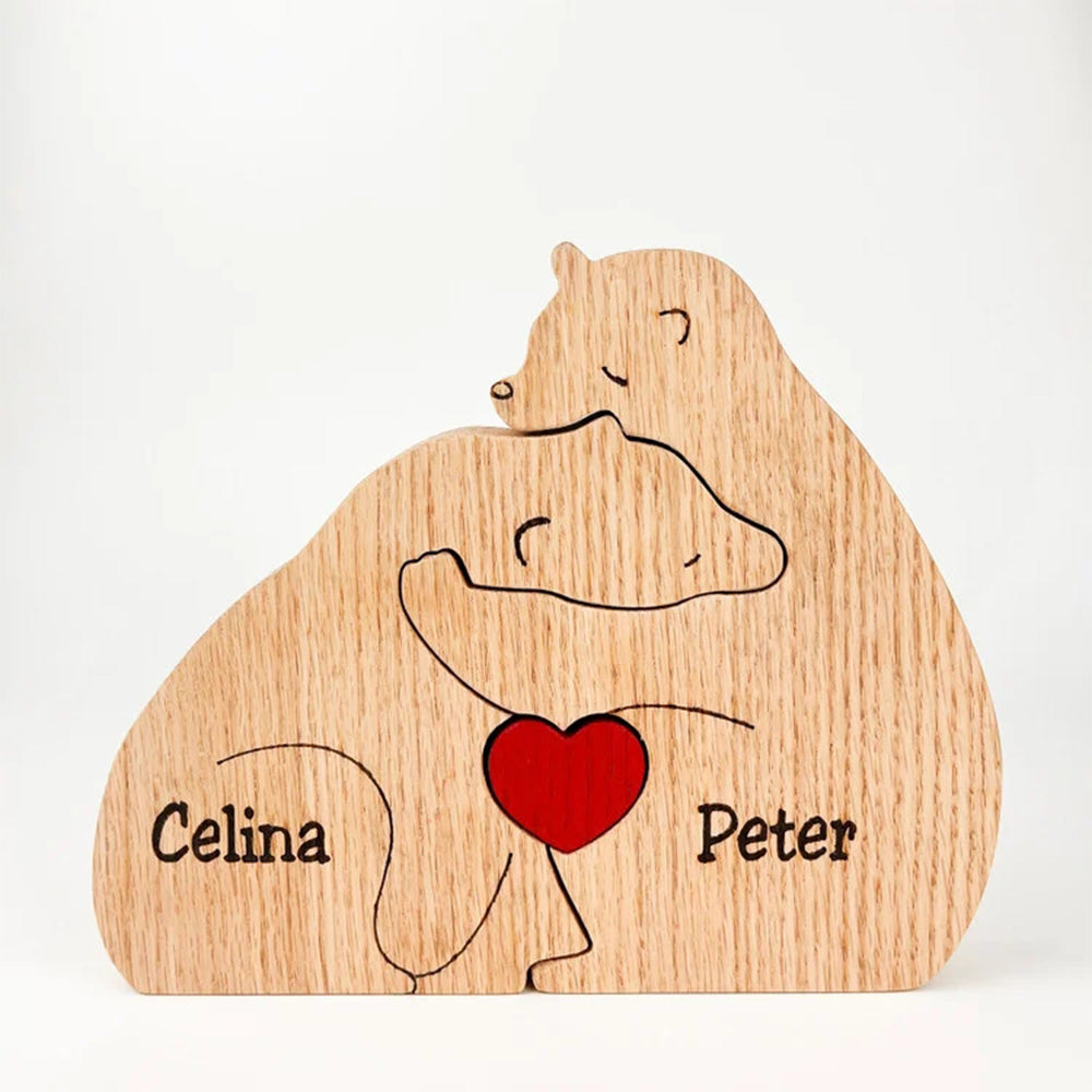 Custom Names Wooden Bears Family Block Puzzle Home Decor Gifts