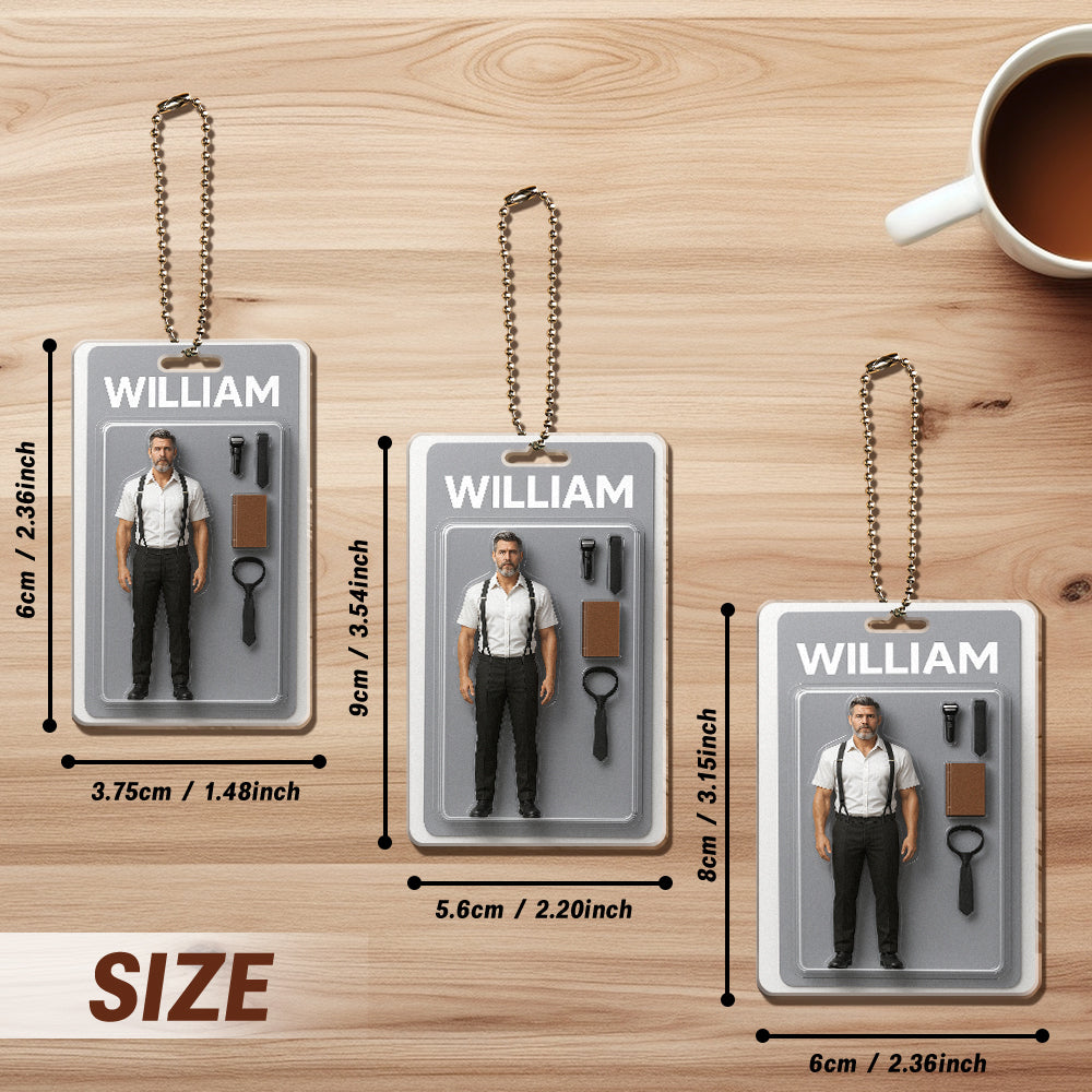 3D Effect Action Figure Pack Packaging Toy Box Style Art Gift Personalized Acrylic Car Hanger Gift for Mom