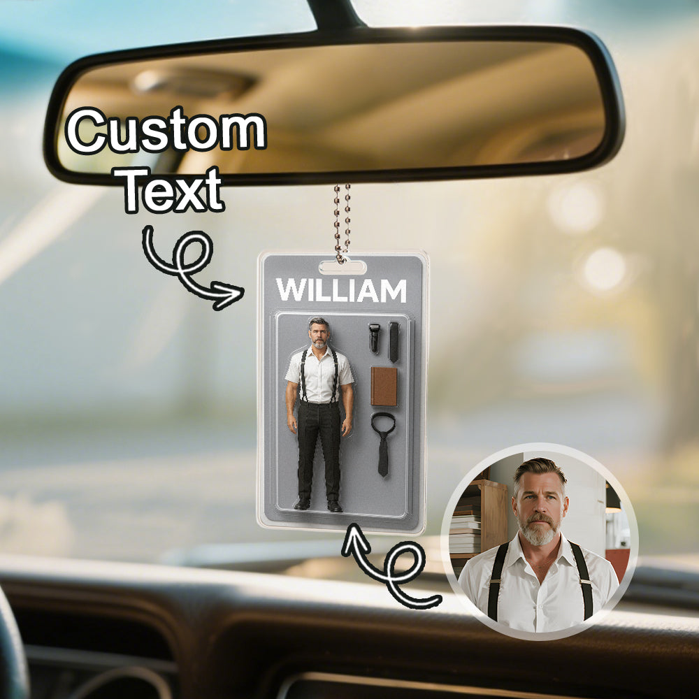 Custom 3D Effect Action Figure Pack Packaging Toy Box Style Art Gift Personalized Acrylic Car Hanger Gift for Mother