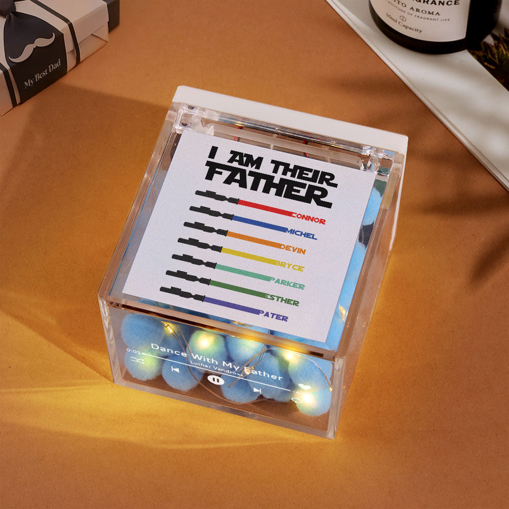 Personalized Light Saber Mini Vinyl Record Player I Am Their Father Acrylic Custom Automatic Music Player Gift for Dad On Father's Day